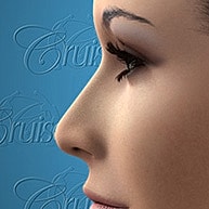 Close-up of a face with highlighted features.