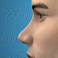 Profile of a human face with textured background.