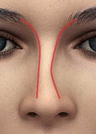 Close-up of a face with highlighted features.