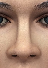 Close-up of a human face and eyes.