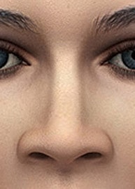 Close-up of a realistic human face.