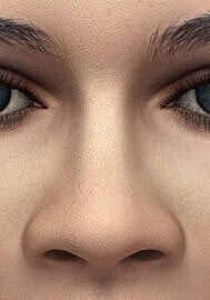 Close-up of a realistic human face.