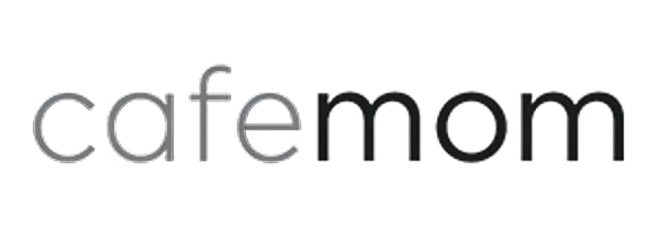 Cafe Mom logo in grayscale design.