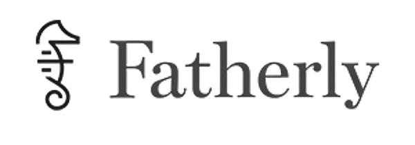 Fatherly logo with abstract symbol and text.