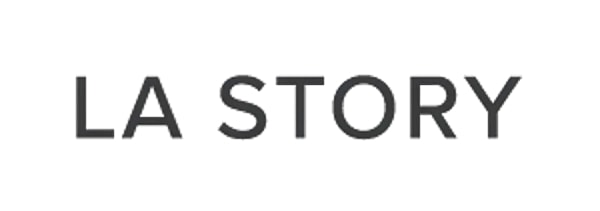 Text logo for LA Story in bold font