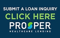Loan inquiry button for healthcare lending services.