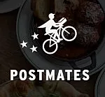 Postmates logo with bicycle delivery graphic