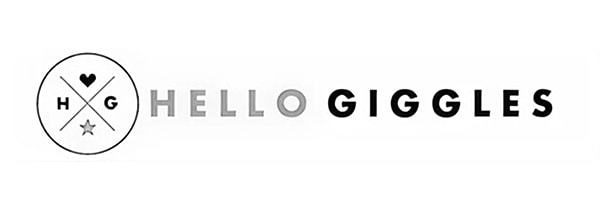 Hello Giggles logo design in black and white.