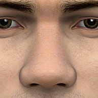 Close-up of a human face and eyes.