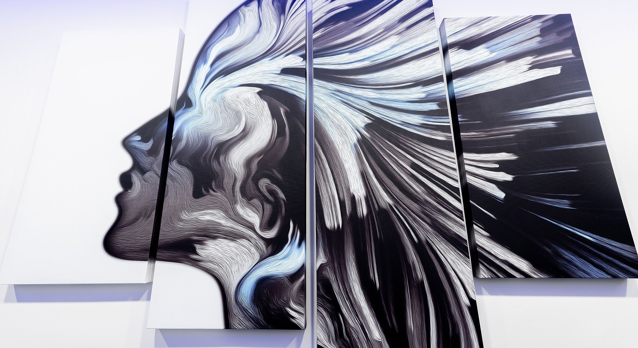 Abstract portrait with flowing hair design.