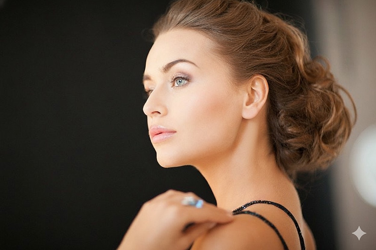 Smiling woman in a cream blazer.