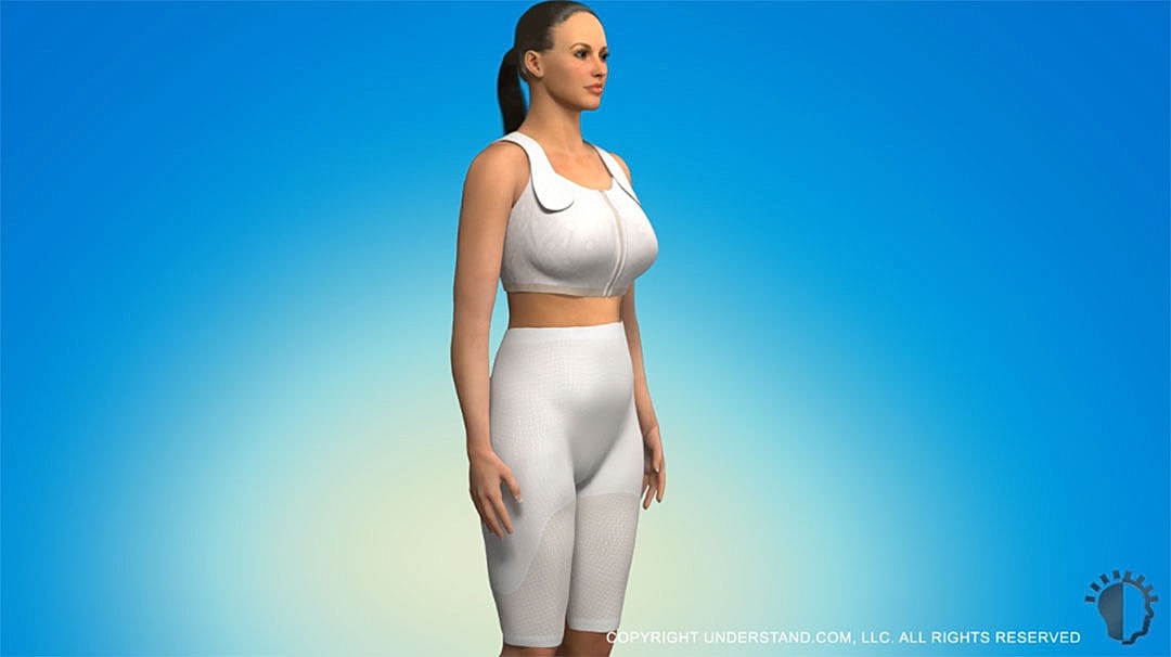 3D model of woman in athletic clothing.